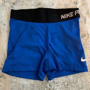 Royal Blue Nike Pro Spandex Shorts